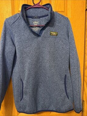 L.L. Bean Heathered Blue Women's Quarter-Snap Pullover Sweater